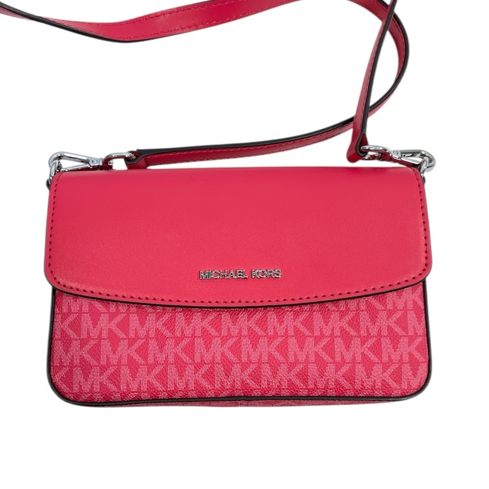 Michael Kors Jetsetter Small Crossbody Logo Bag in Electric Pink - Picture 2 of 7